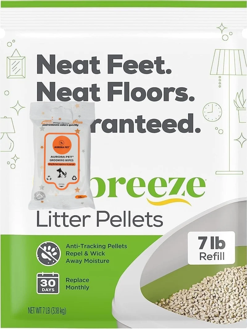 Granulés Litière Breeze Aurora Pet – Remplissage 7 livres + Lingettes