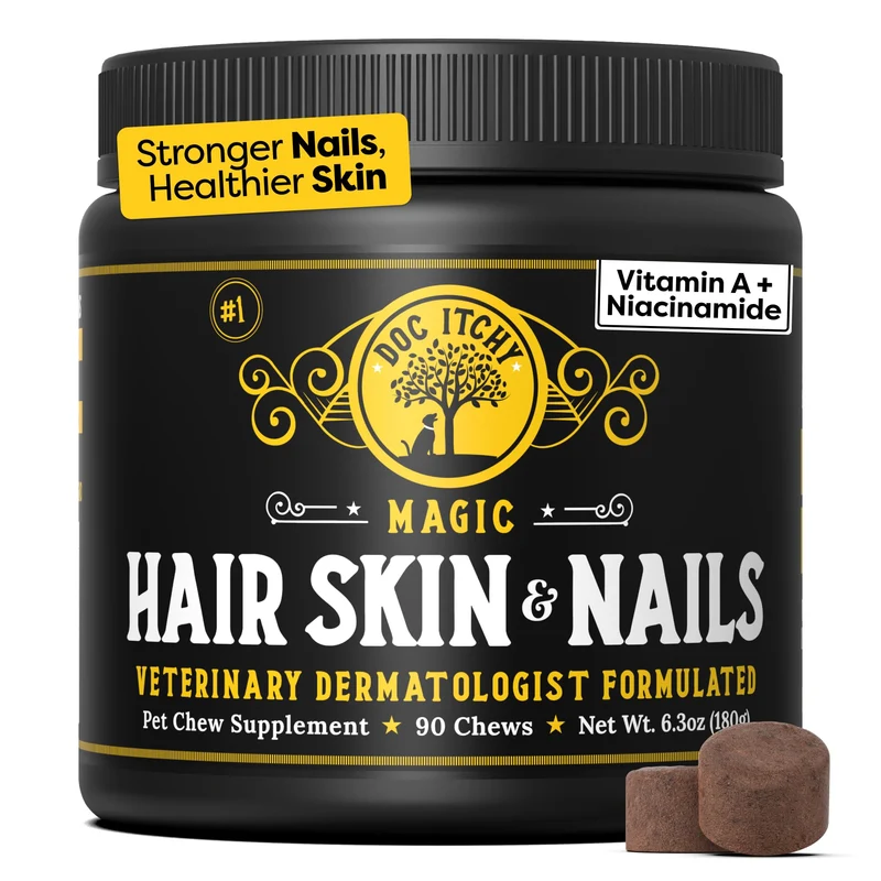 DocItchy – Friandises Médicalement Fortes Pour Poil, Peau et Ongles de Chiens | Oméga-3 EPA & Vitamine A Rétinol | 90 Friandises