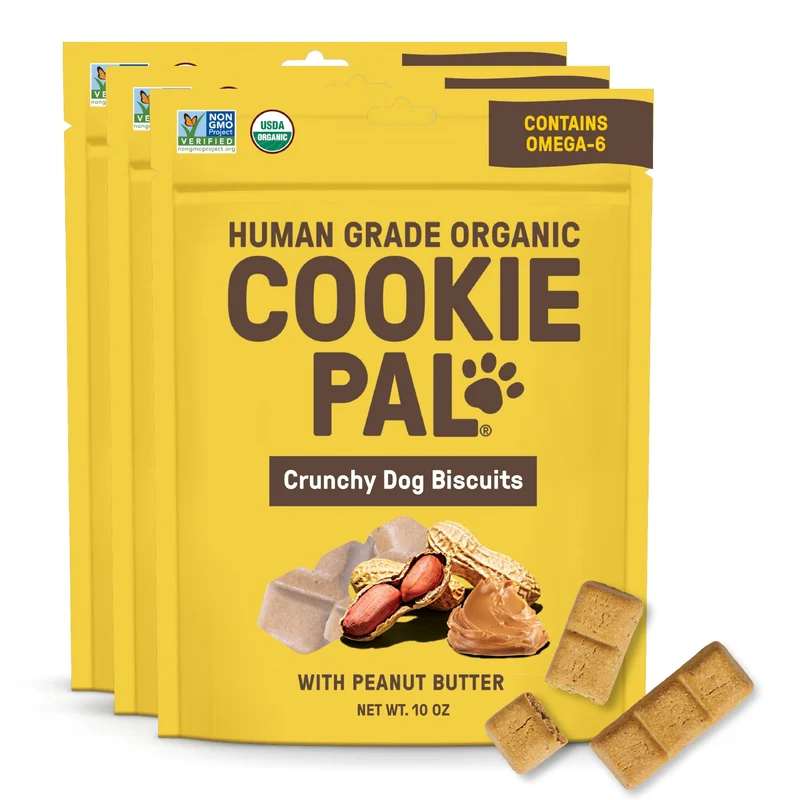 CookiePal Friandises pour Chiens – Croquantes au Beurre de Cacahuète, Qualité Humaine et Bio USDA, Lot de 3 (10 oz)