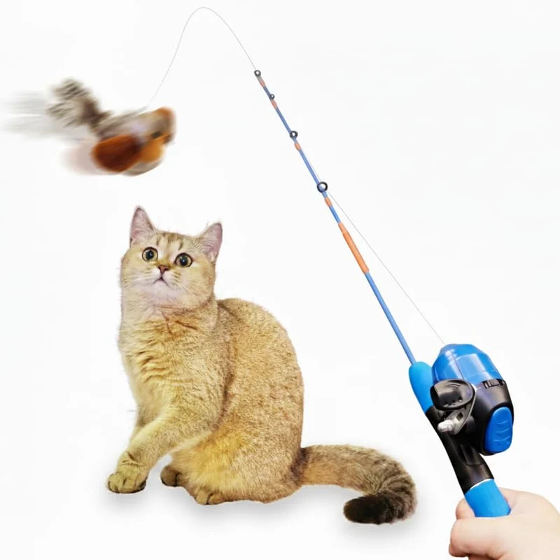 AGGER Jouet Chat Canne à Pêche Casting — Jeu Interactif sans Enchevêtrement