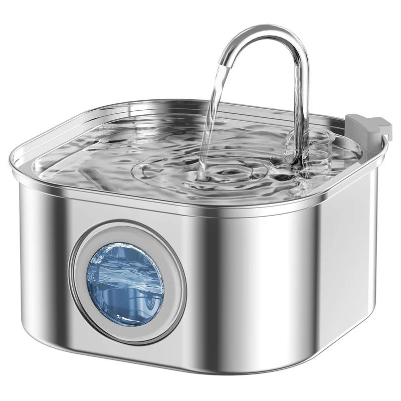 NautyPaws Fontaine pour chat 3,2 L – Inox 304, Filtration Double, Silencieuse