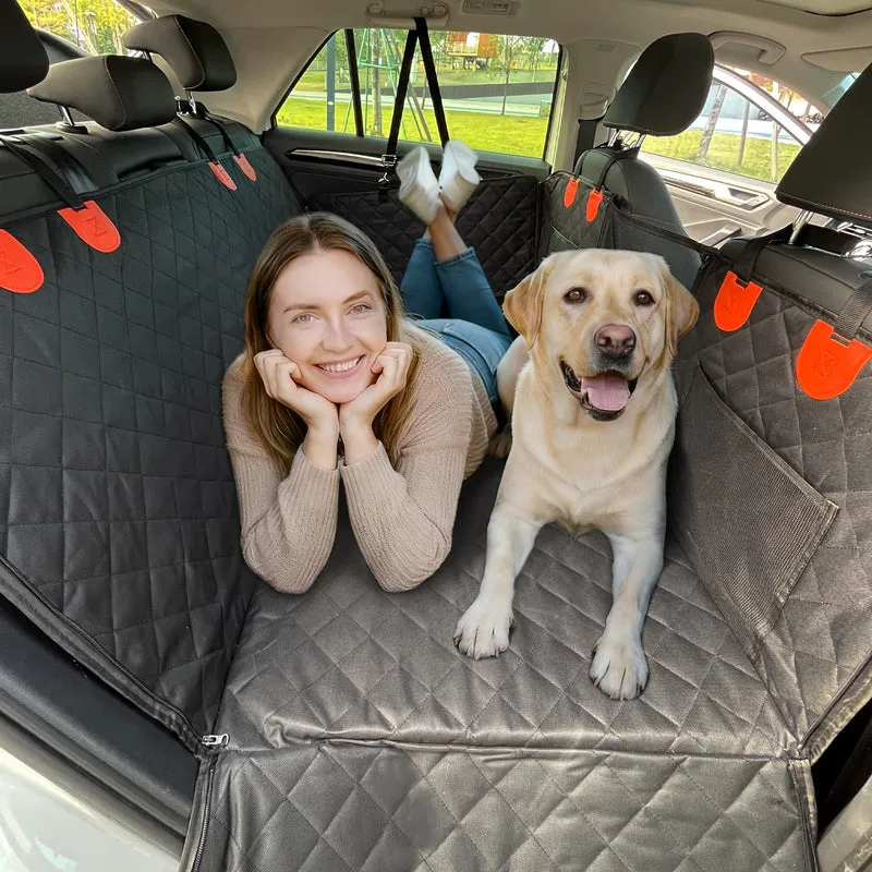 Junpee Housse de siège arrière pour chien — +40% d'espace, hamac et plateau plat, étanche, sans odeur