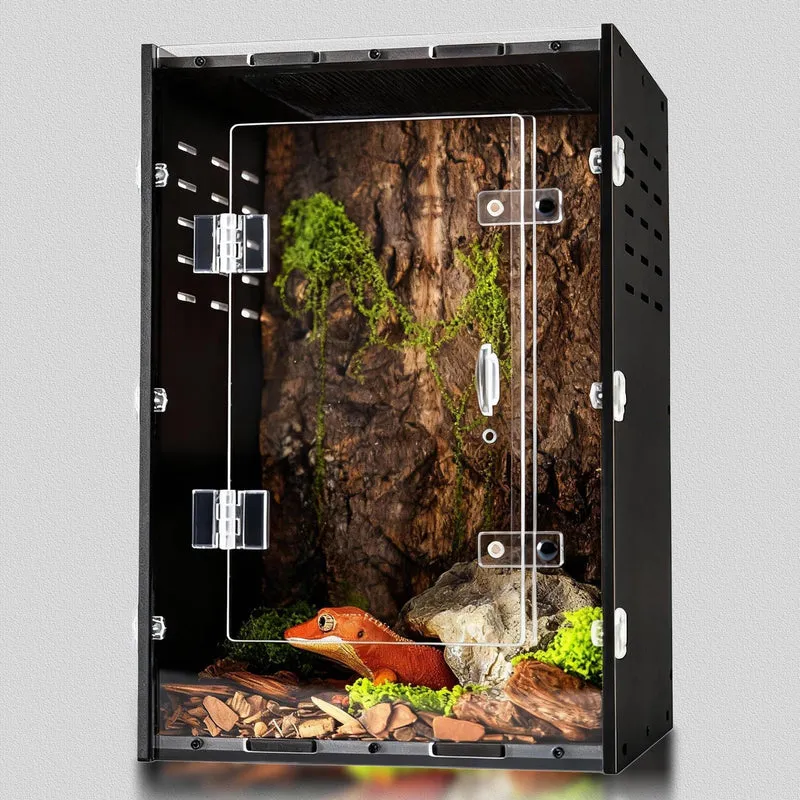 maiyuolg Terrarium Reptile 8x8x12 en PVC – Habitat compact pour Gecko à Crête et Petits Reptiles