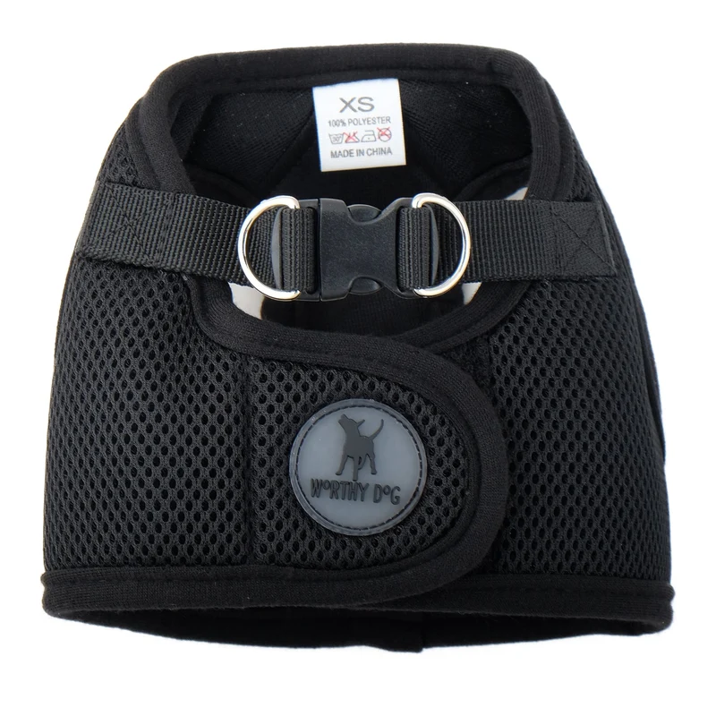 THE WORTHY DOG Harnais à enfiler pour chiens moyens — maille douce, bandes réfléchissantes, fermeture velcro et boucle rapide