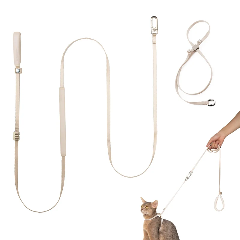 BuddyArmor Harnais et Laisse pour Chat – Anti-Fuite, Léger, Poignée Rembourrée (Lin, S)