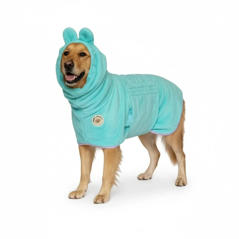 DERPYCHAPPY Robe de Bain pour Chien – Microfibre Ultra Absorbante, Séchage Rapide, Fabriqué en Corée