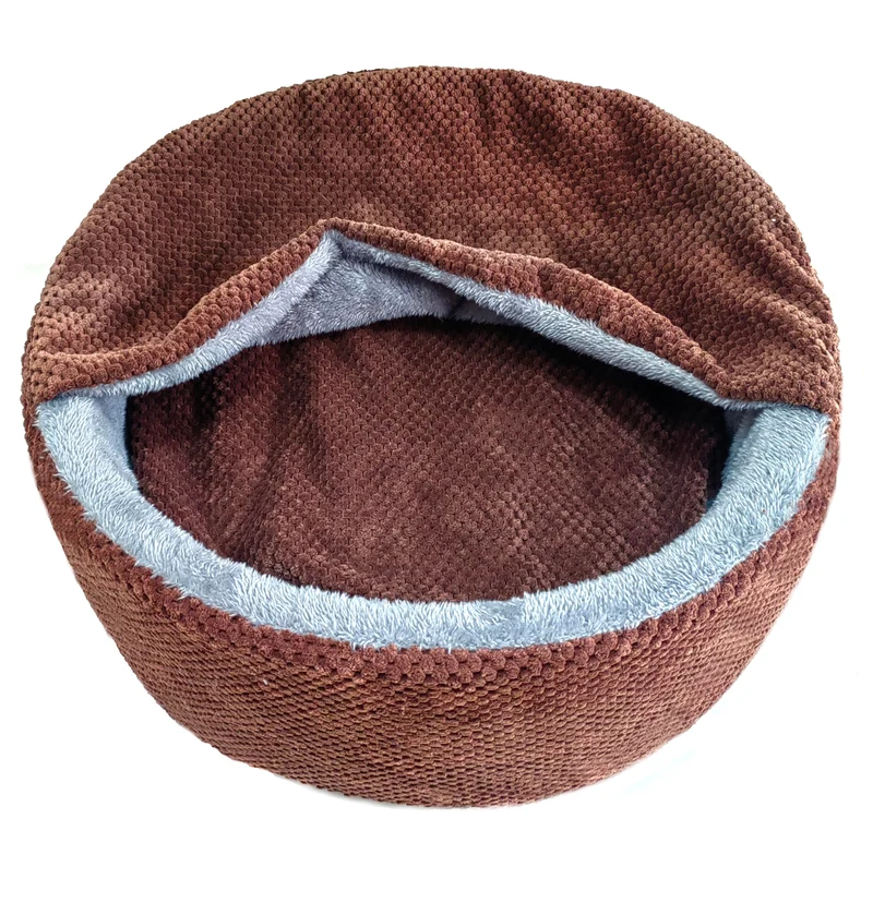 Winsterch Grotte Chat Grande – Douillette, Fermée et Lavable (Café, 45 x 45 x 20 cm)