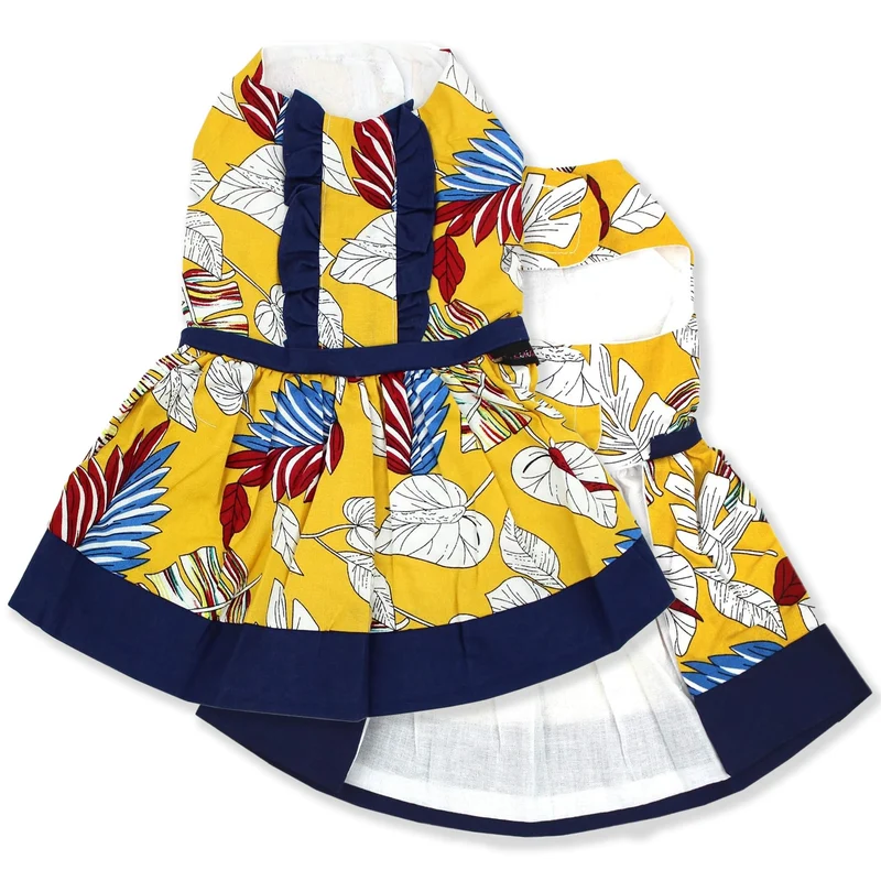 Robe d'été Parisian Pet pour chien – multicolore, motif feuilles, sans manches, légère et confortable