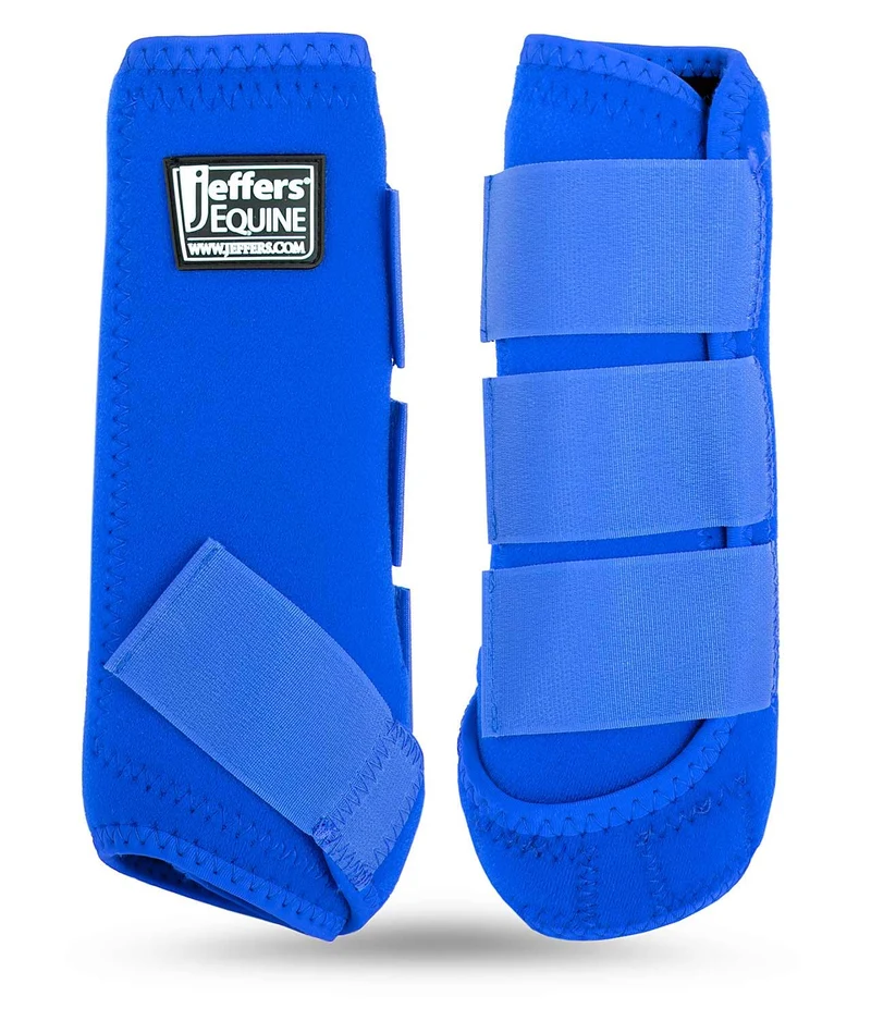 Jeffers Bottes Protectrices Équin – Bleu, 1 Paire, Néoprène Confortable, Sangles Durables, Soutien Avant et Arrière, Accessoires Équestres pour Voyage et Dressage – Taille Moyenne