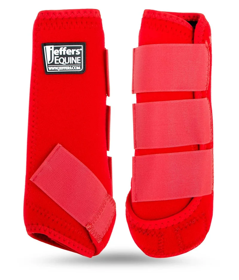 Jeffers Bottes Protectrices Équine – Paire Rouge, Néoprène Confortable et Sangles Durables
