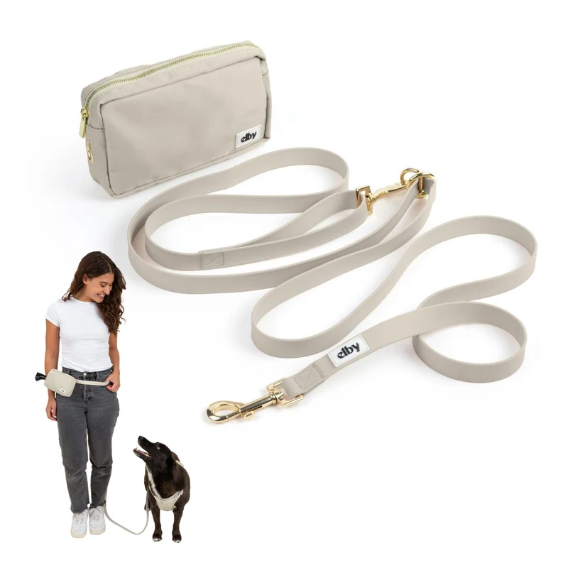 Laisse mains libres Elby avec pochette-trait – Étanche et réglable pour chiens moyens et grands