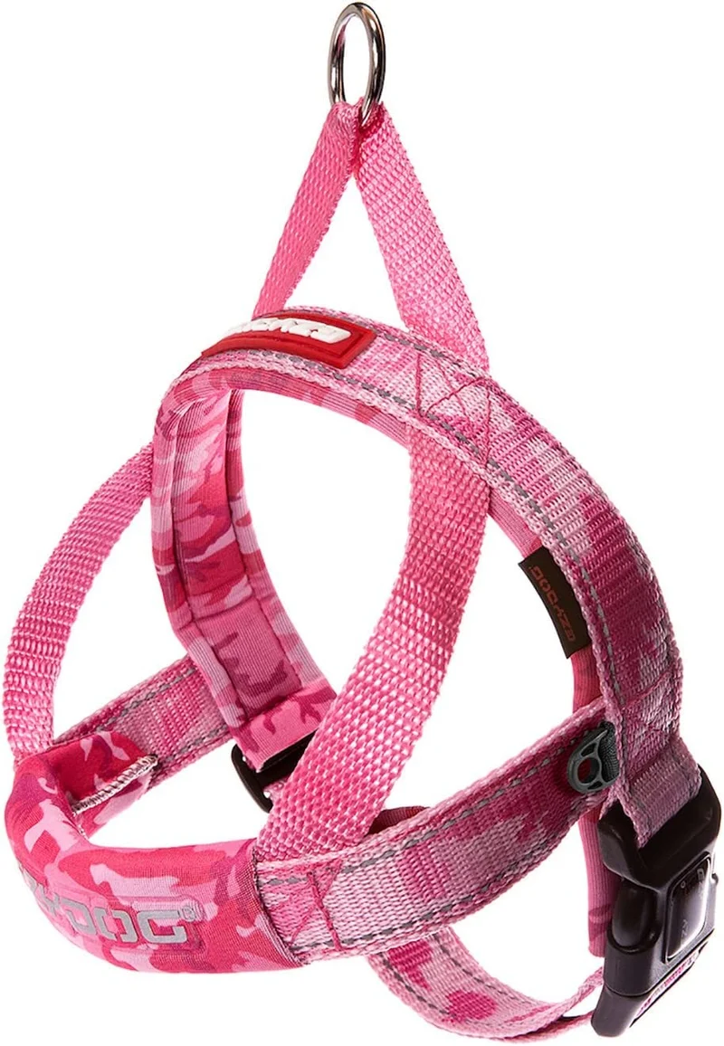 Harnais ÉzyDog Quick Fit pour Chien – Harnais anti-tir, Ajustable, Réfléchissant et Rembourré (XX-Small, Rose Camouflage)