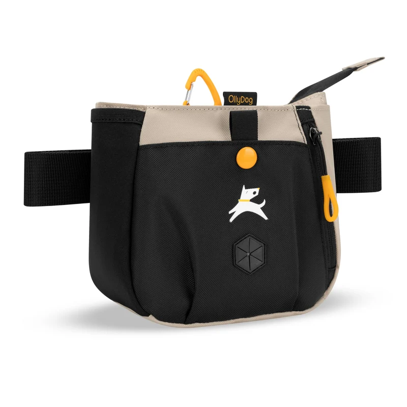 OllyDog Backcountry Day Bag – Poche d’entraînement mains-libres pour chien, Fanny Pack avec fermeture et distributeur de sacs à crottes (Clip taille amovible) – Con Leche