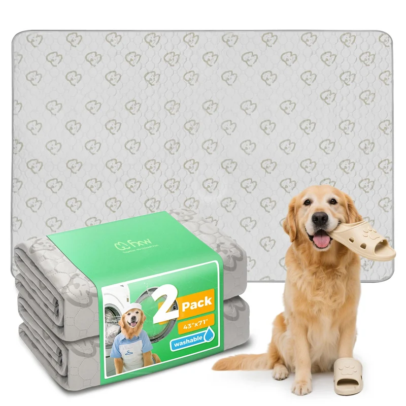 FXW Tapis Lavables pour Chiens — Anti-Fuite & Anti-Dérapants, 43 x 71 pouces, Paquet de 2