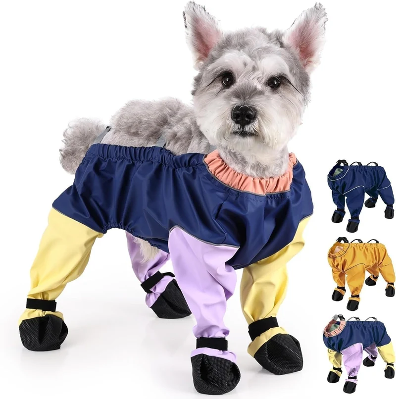 PurrHug Bottes Imperméables pour Chien – Bretelles, Anti-Dérapage, Taille Moyenne (Multicolore)
