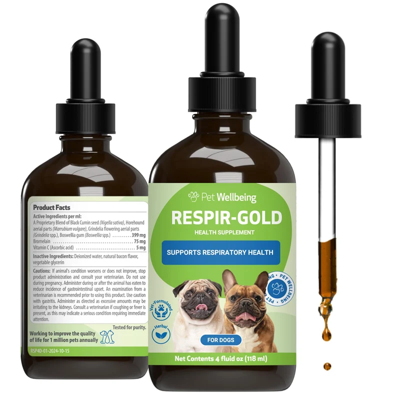 Pet Wellbeing Respir-Gold pour chiens – Soutien respiratoire et respiration profonde