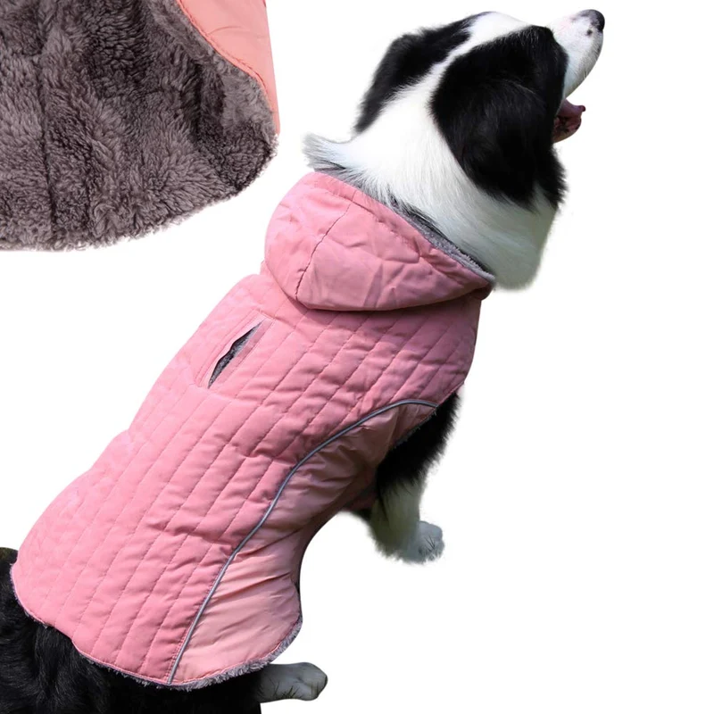 JoyDaog Hoodie Fleece pour Chiens Grands – Manteau d'hiver Rose XXXL