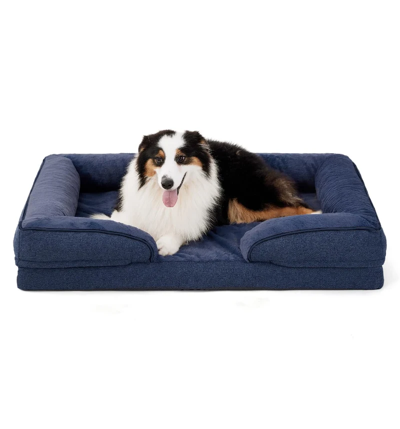 Lit Chien Orthopédique Made4pet – Grand Chien, Housse Lavable Bleu 42×32×8