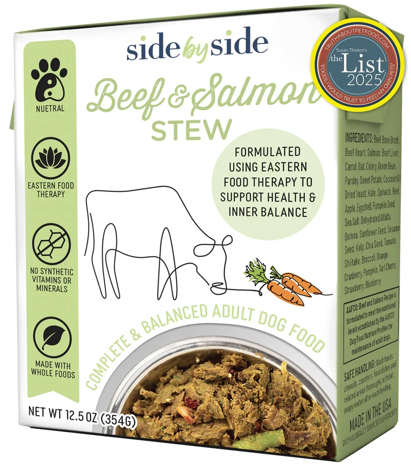 Side by Side Ragoût Boeuf & Saumon – Aliment Humide Neutre pour Chien, Ingrédients Entiers & Sans Additifs – Fabriqué USA (12 x 355 g)