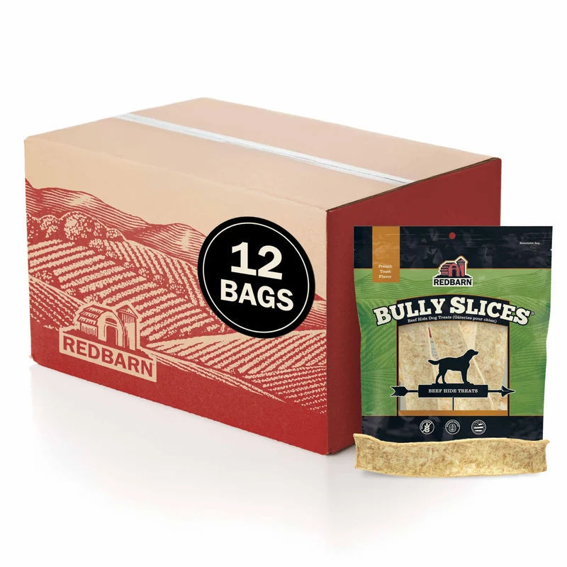 Redbarn Pet Products Tranches Bully Toast pour Chiens – Friandises Dentaires Naturelles au Toast Français (12 sachets)