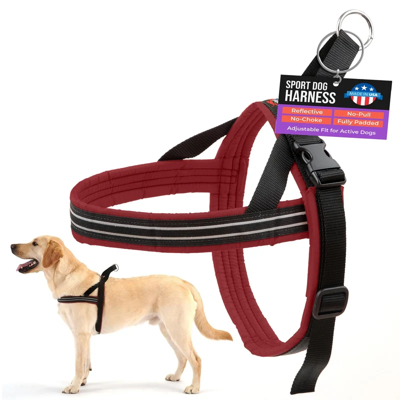 Harnais ComfortFlex Sport pour Chien – Sans Étranglement, Rembourrage Intégral, Poignée de Contrôle – Réfléchissant et Léger – Petit Bordeaux