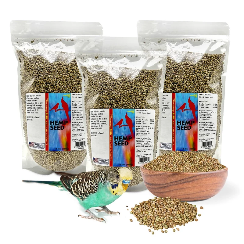 Morning Bird Graines Hemp 4,5 lb (3 packs de 1,5 lb) – Protéines naturelles, Oméga 3 & 6, Saveur naturelle, Santé des plumes et Vitalité