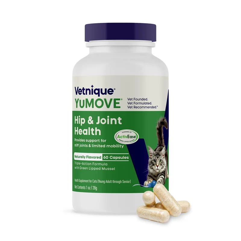 YuMOVE Chat – Complément articulations pour chats âgés | Glucosamine, Oméga 3, Acide Hyaluronique et Moules Vertes - 60 Capsules