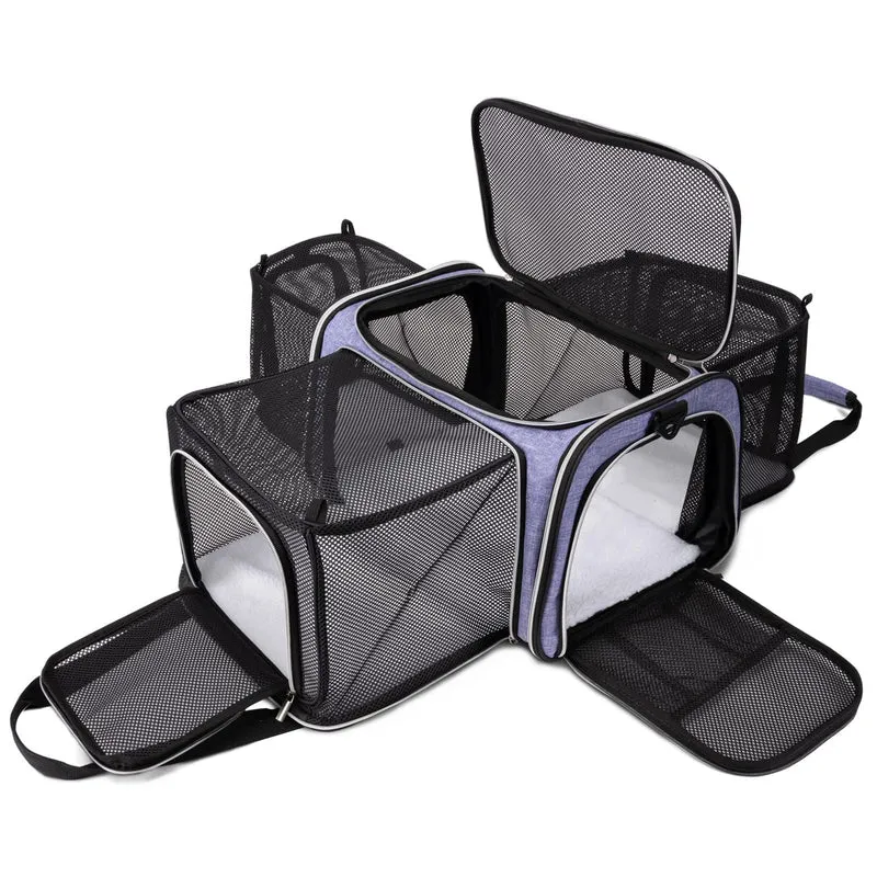 BAGLHER Sac Chat et Chien Portable – Transport Aérien Approuvé, 5 Côtés Ouverts, Coussin Peluche