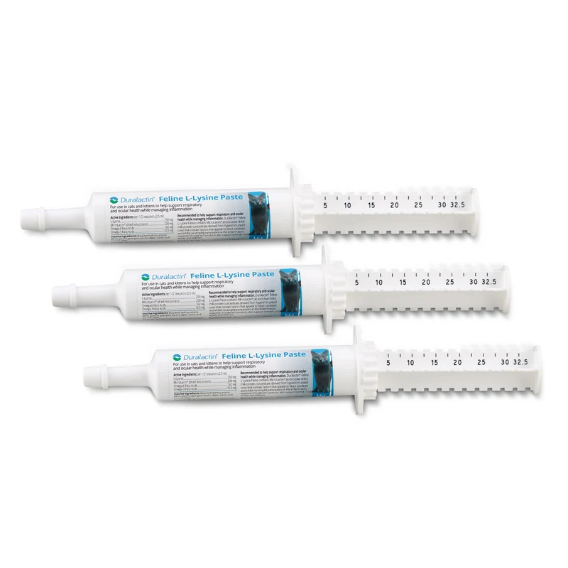 PRN Duralactin Pâte L-Lysine Feline pour Chats et Chatons – Soutien des articulations, voies respiratoires et oculaire – Saveur poulet naturelle – 32,5 mL (lot de 3)
