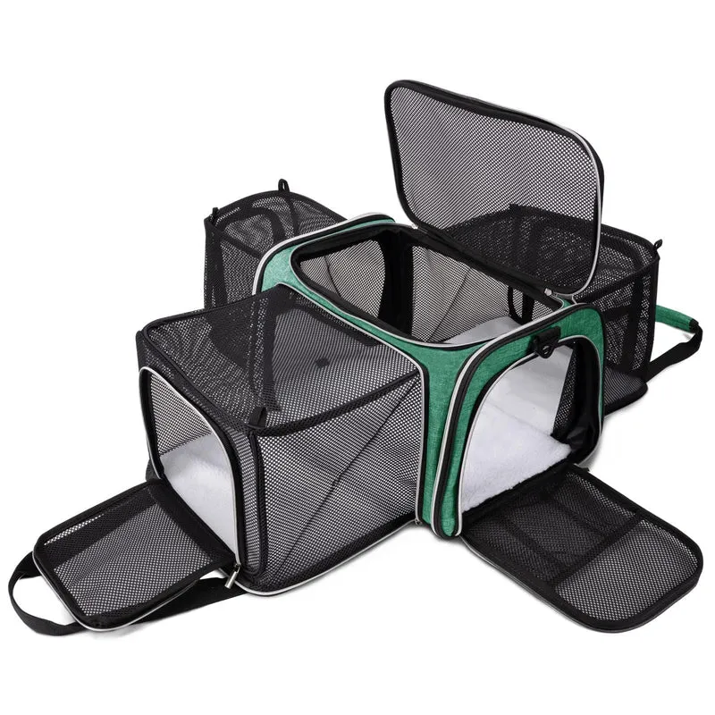 Baglher Porte-chat — Sac de Transport Aérien Soft-Side: 5 Côtés Ouverts, Extension 3 Côtés, Coussin Peluche