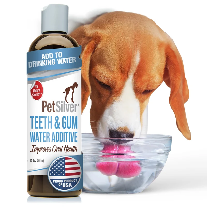 PetSilver – Additif Eau Dentaire PetSilver pour Chiens et Chats – Haleine Fraîche et Dents Propres – Sans Brosse – 355 ml