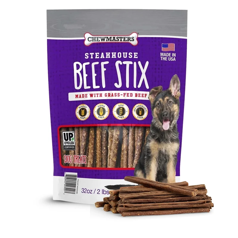 Chewmasters Beef Stix – Bœuf nourri à l’herbe, Sans céréales, Protéine élevée – Friandise pour chiens 2 livres