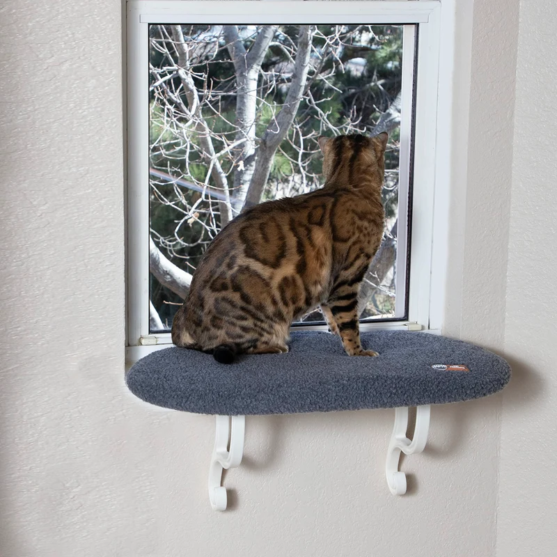 K&H Kitty Sill – Perchoir de fenêtre pour chats jusqu’à 40 lb, Gris, Housse lavable