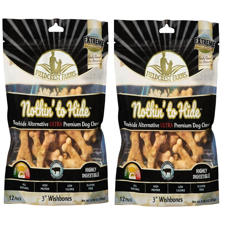 Fieldcrest Farms Rien à cacher — Os 3 pouces sans cuir pour chiens, digestibles et longue durée – Pack de 24
