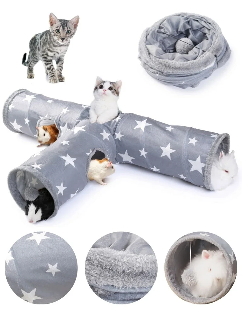 JanYoo Tunnel Lapin — Tunnels Pliables 3 Voies avec Cachette Étoile
