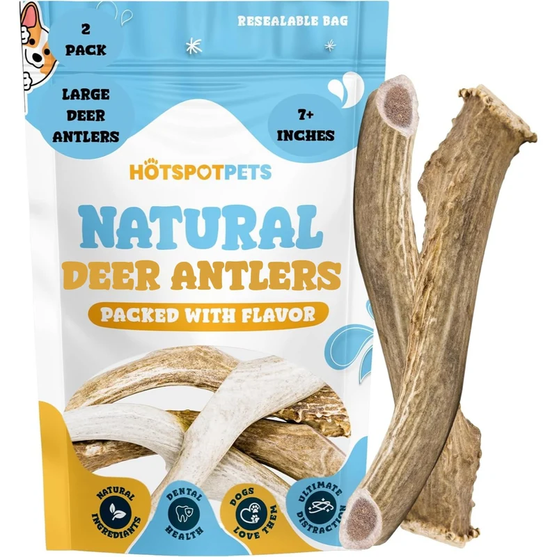 Hotspot Pets – Antlers de cerf Premium pour chiens 7+ pouces (lot de 2) – Fabriqué aux États‑Unis