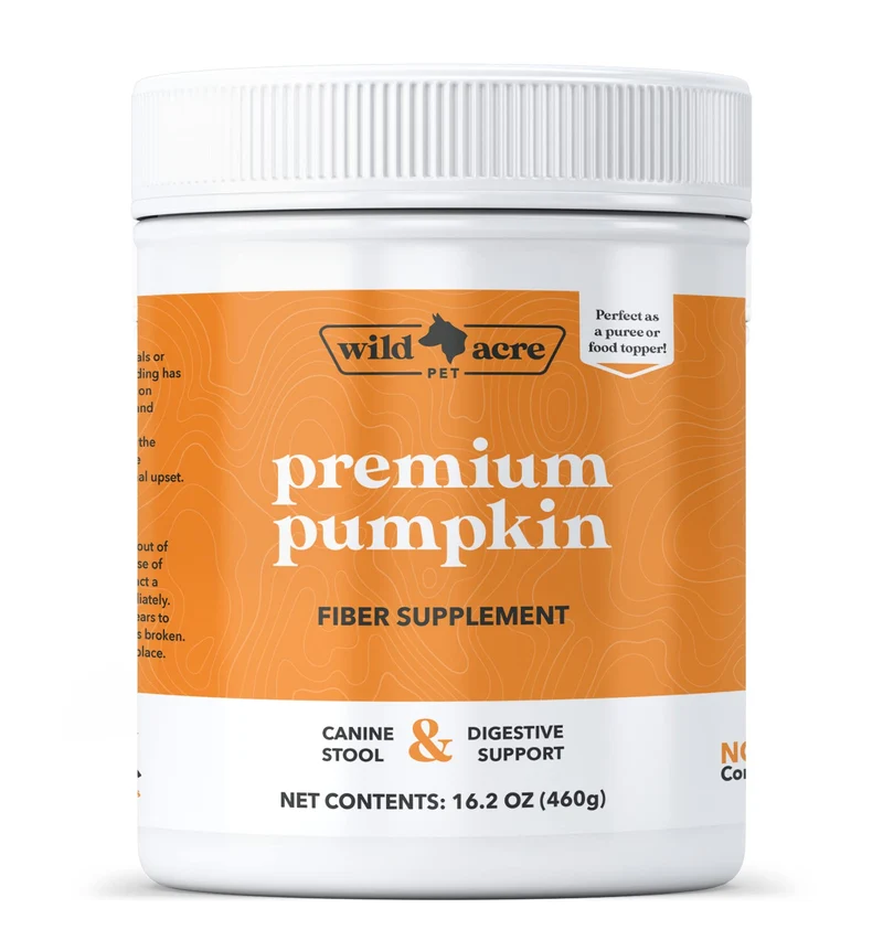Wild Acre Poudre de Citrouille pour Chiens – Purée Digestive et Garniture, Fibres + Prébiotiques, 454 g