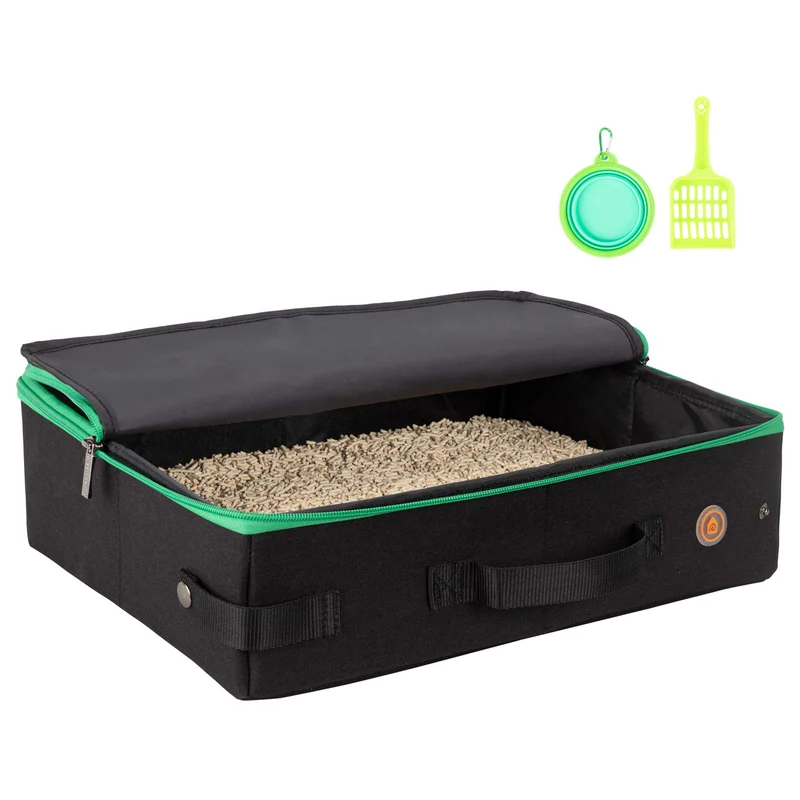 Petisfam Litière de Voyage pour Chat — Ultra-légère et Portable, Sans Fuite