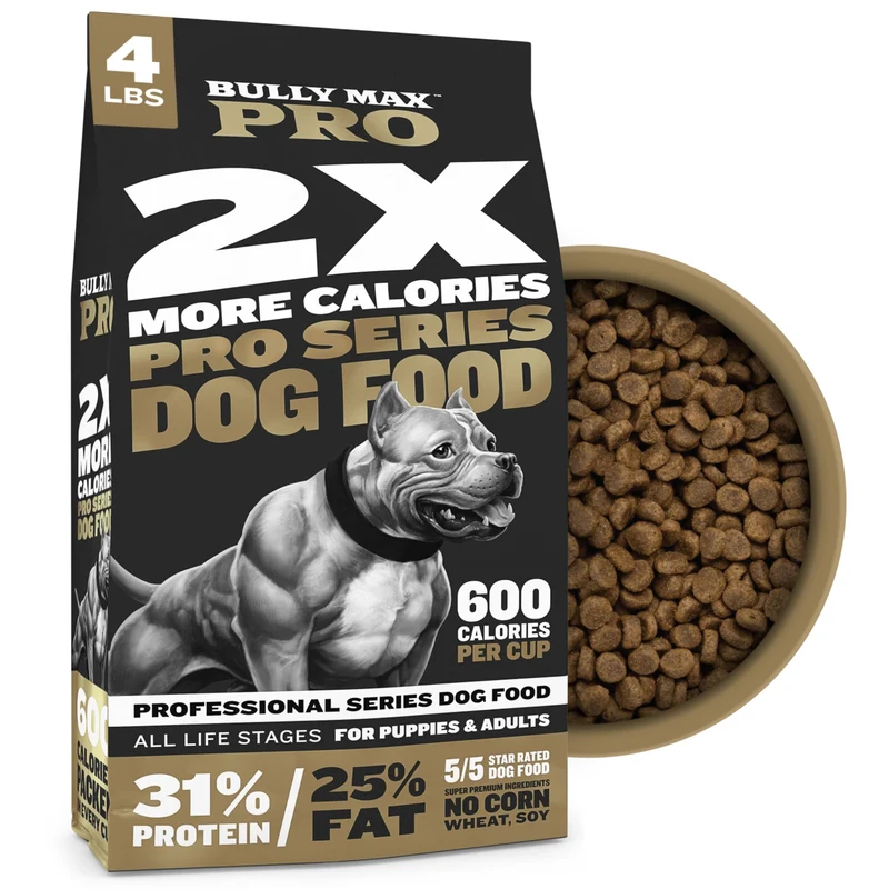 Bully Max Pro 2X — Nourriture sèche haute calorie et haute protéine pour chiots et chiens adultes – 600 kcal par tasse, saveur poulet, sachet de 1,8 kg