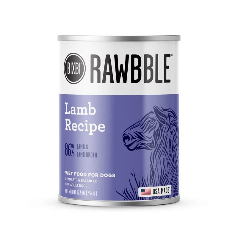 BIXBI Rawbble — Nourriture humide sans céréales pour chien, Recette d'agneau, Lot de 12 boîtes de 355 g (12,5 oz)