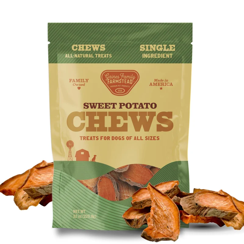 Friandises Patate Douce Gaines Family Farmstead pour Chiens – Sac 32 oz, Ingrédient Unique, Fibre Élevée, Sans Céréales, Alternative au Rawhide, Fabriqué aux USA