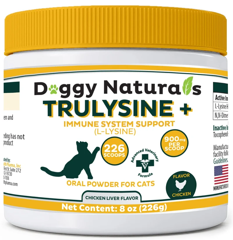 Pet Health Pharma Trulysine Plus L-Lysine pour Chats – Poudre Immunité Saveur Foie de Poulet 226 g