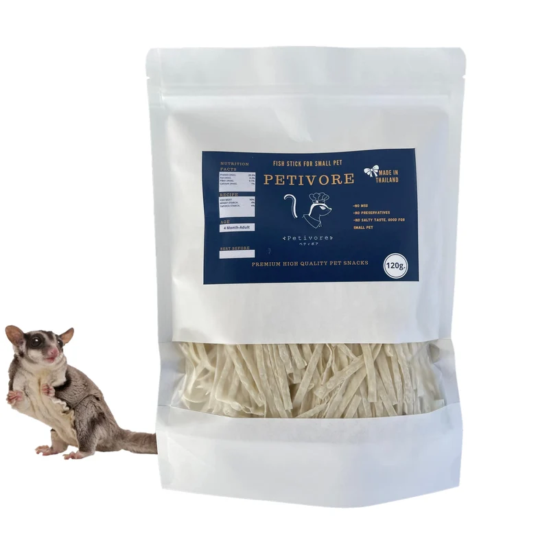 PETIVORE Snack Poisson Haut de Gamme pour Petits Animaux Exotiques – 120 g