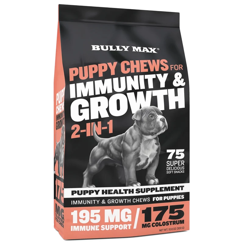 Bully Max 2-en-1 pour chiots — Croissance et Immunité | Complément multivitaminé et topping alimentaire