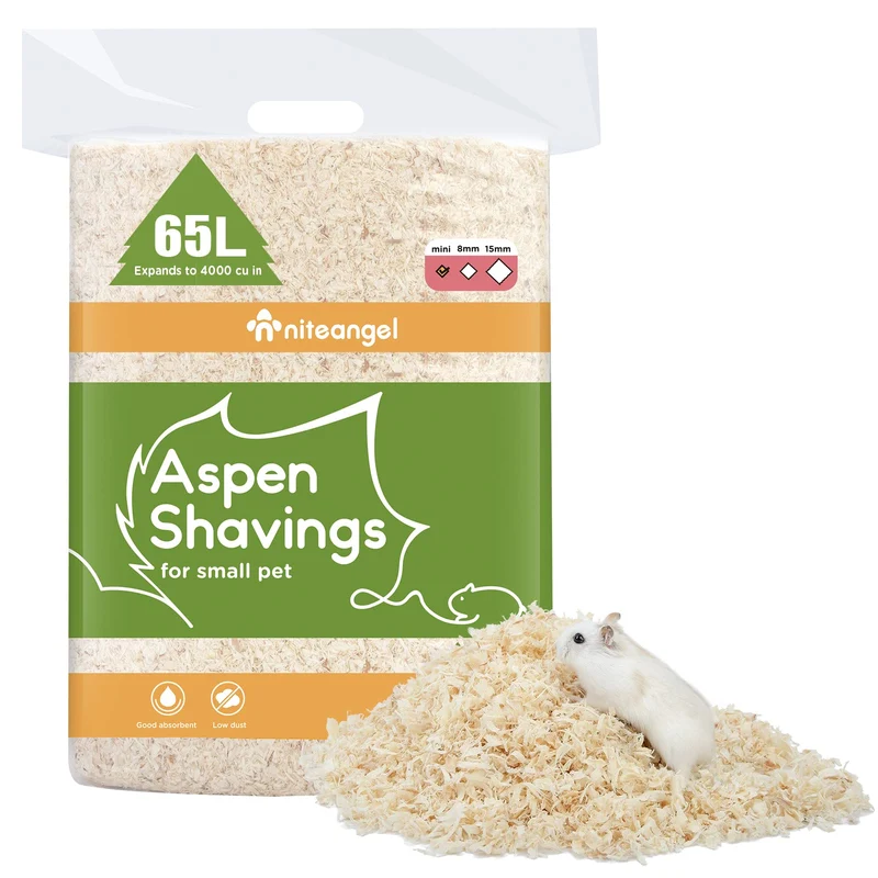Niteangel Copeaux d’Aspen – Litière Douce pour Petits Animaux (65L Mini)