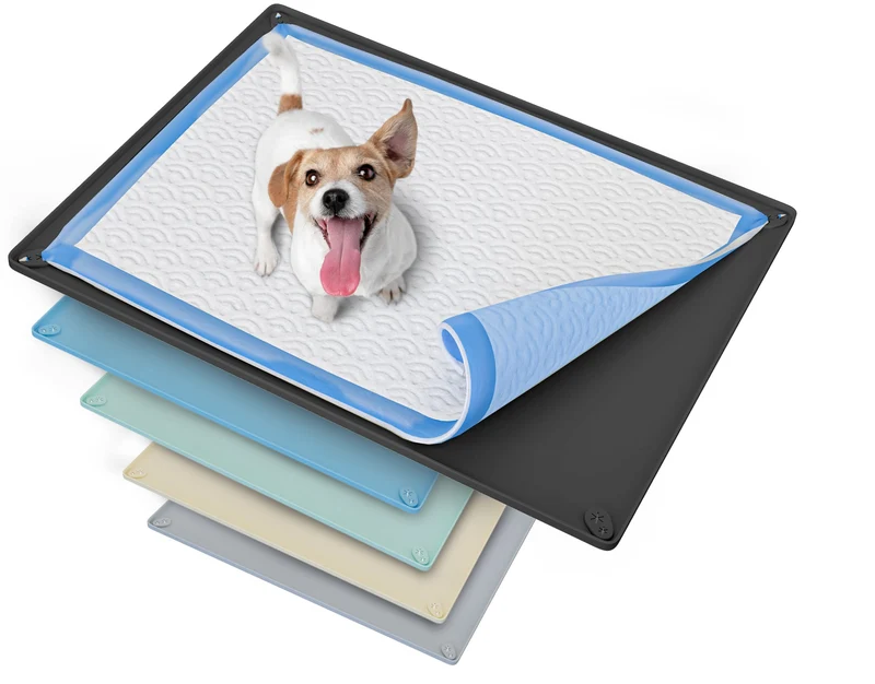 Skywin TidyFriend: Bac plateau en silicone pour tapis absorbants 30x23” — Coins verrouillables, bords élevés, sans déversement