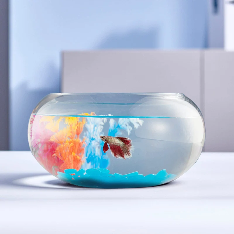 LAQUAL Bocal en Verre Blanc – 7,6 L avec décor, pierres fluorescentes et arbres colorés
