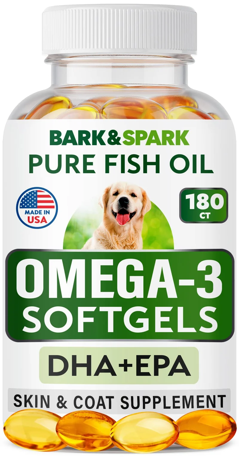 Omega 3 pour chiens – BARK&SPARK, 180 gélules au saumon, peau et pelage, articulations