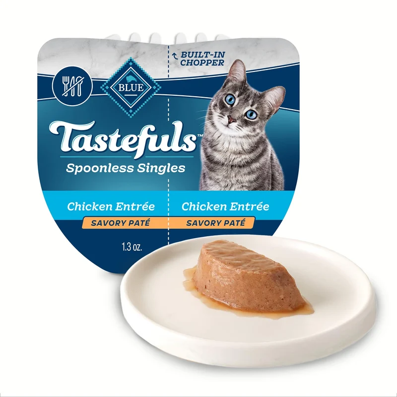 Blue Buffalo Tastefuls Pâté Humide pour Chat — Portions Parfaites, Poulet, 24 Plateaux Jumelés (2,6 oz) Sans Ustensiles