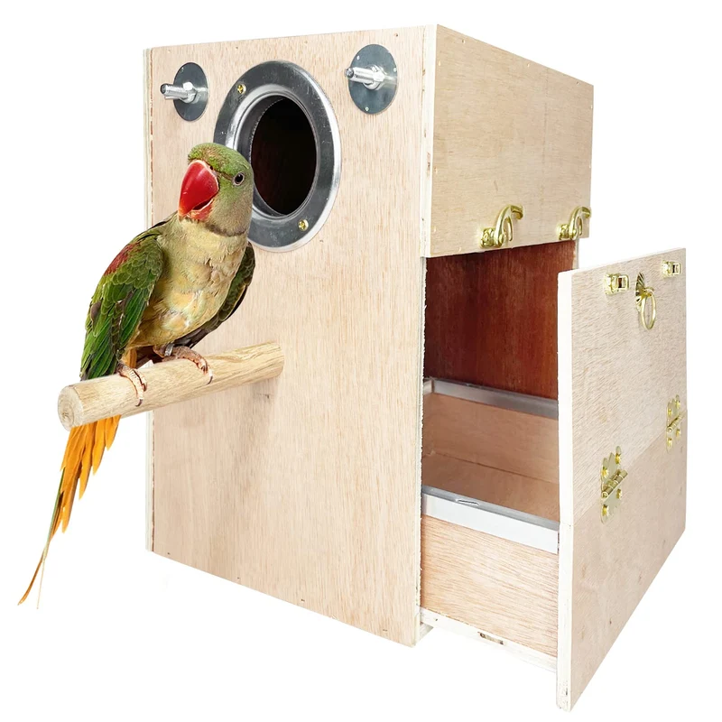 Kathson Boîte Nid en Bois pour Perroquets et Petits Oiseaux – Abri de Reproduction